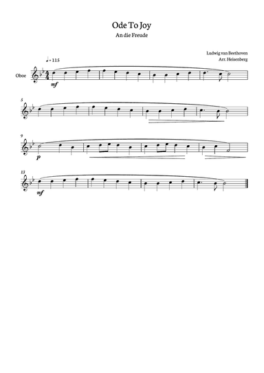 Beethoven - Ode to Joy for oboé in Bb - clean version