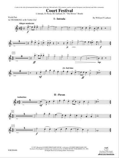 Court Festival (Suite for Concert Band): (wp) 1st B-flat Trombone T.C.