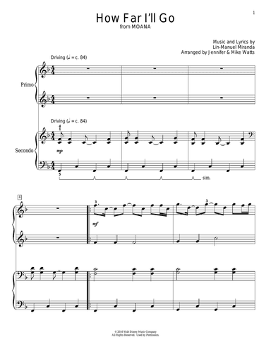 How Far I'll Go (from Moana) (arr. Jennifer and Mike Watts)