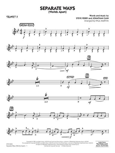 Separate Ways (Worlds Apart) (arr. Paul Murtha) - Trumpet 3