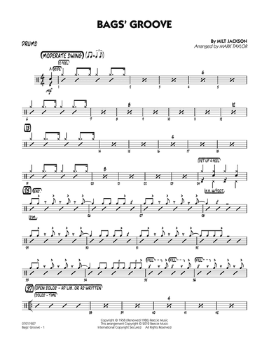 Bags' Groove (arr. Mark Taylor) - Drums
