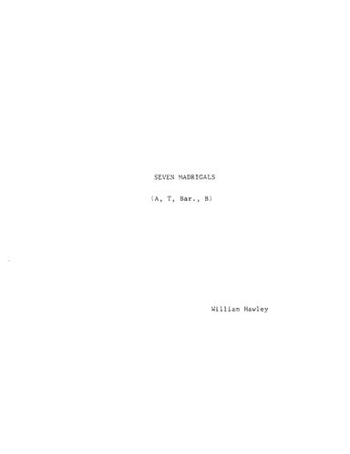 Seven Madrigals (ms Score, Original Keys)