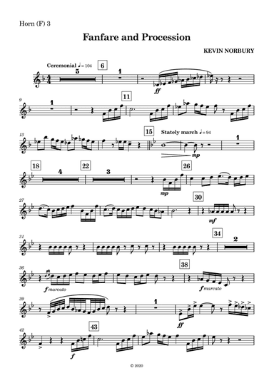 Fanfare and Procession: 3rd F Horn