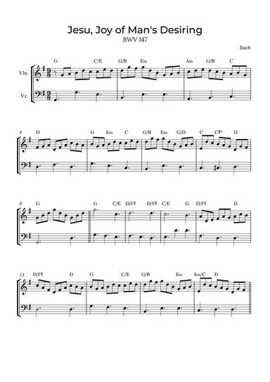 Jesu, Joy of Man's Desiring - Trumpet and Trombone with chords