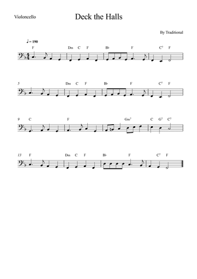 Deck the Halls - Cello