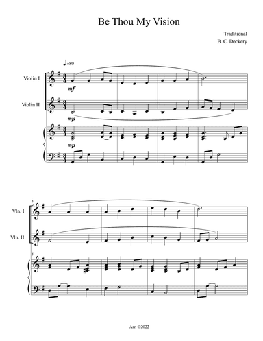 Be Thou My Vision (Violin Duet with Piano Accompaniment)
