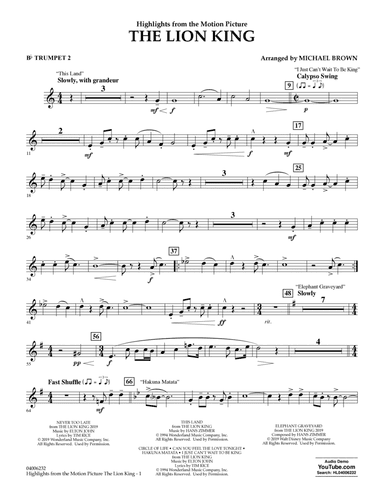 The Lion King (2019) (Highlights from the Motion Picture) - Bb Trumpet 2