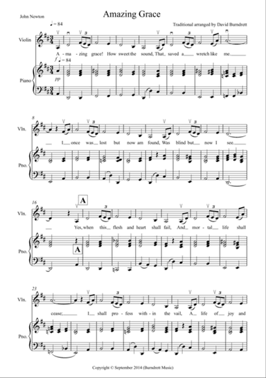 Amazing Grace for Violin and Piano