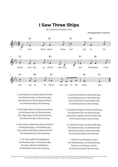 I Saw Three Ships (Key of E-Flat Major)