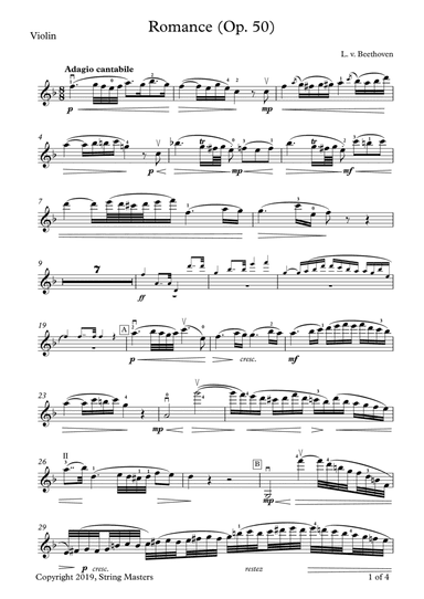 Beethoven, Two Romances Op 50 - violin solo
