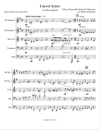 I never knew (I could love anybody, honey, like I'm loving you) - Pitts, Egan, Marsh & Whiteman (Bra