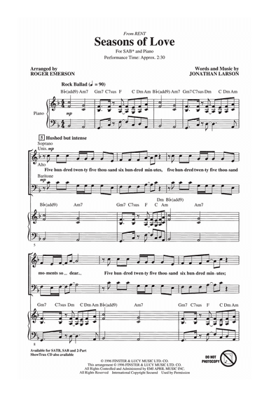 Seasons Of Love (from Rent) (arr. Roger Emerson)