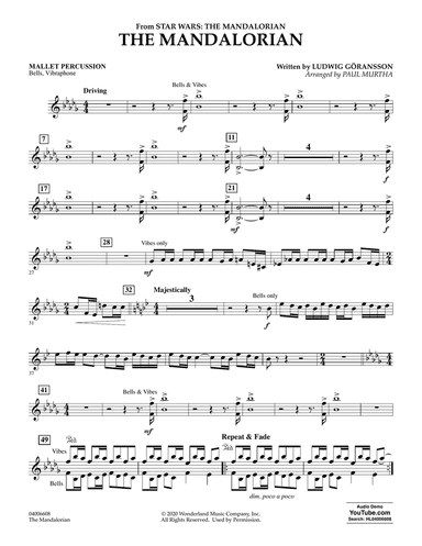 The Mandalorian (from Star Wars: The Mandalorian) (arr. Paul Murtha) - Mallet Percussion