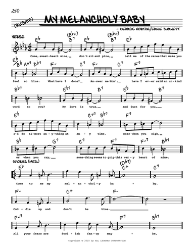 My Melancholy Baby (arr. Robert Rawlins)