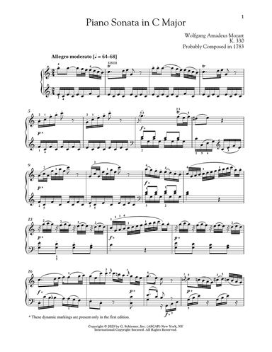 Piano Sonata In C Major, K. 330