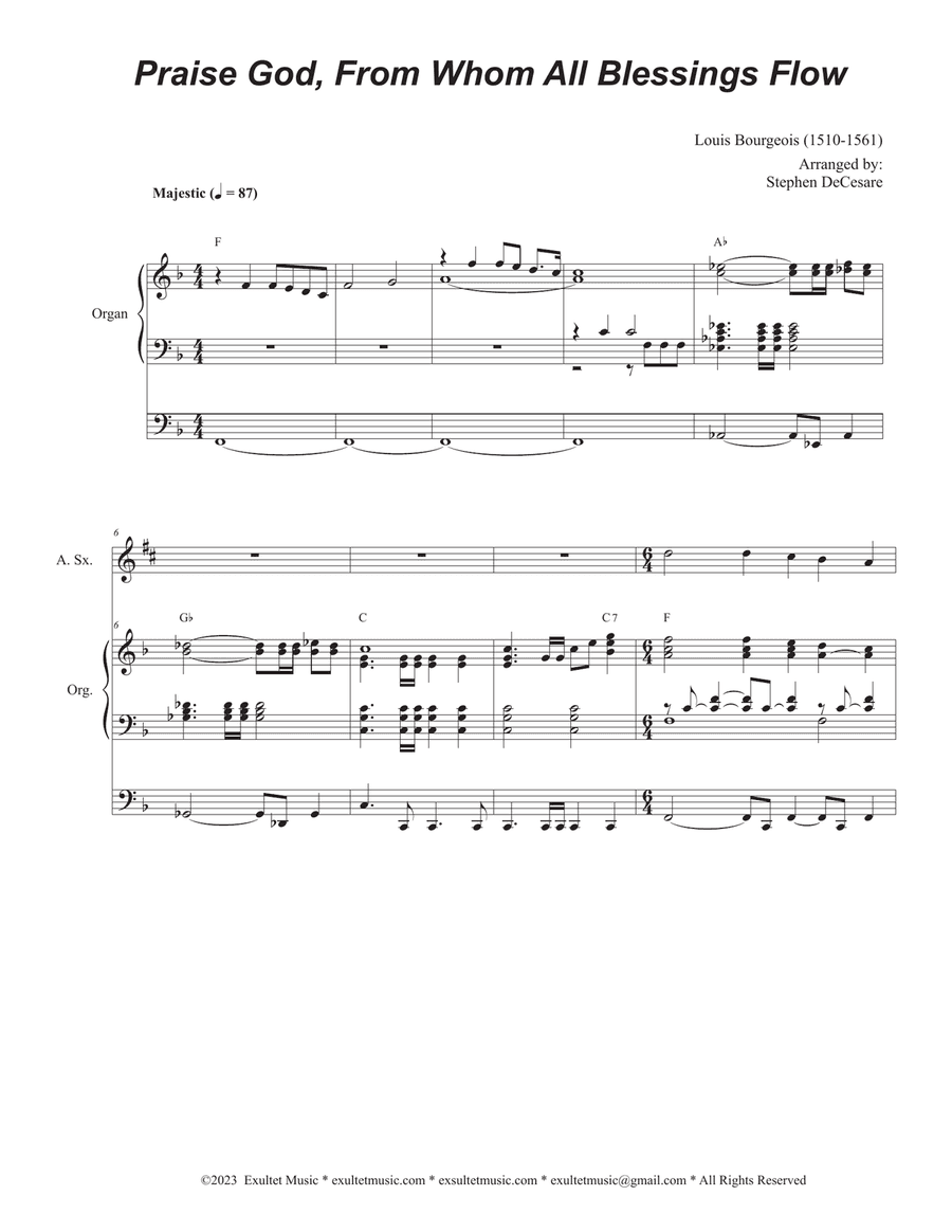 Praise God, From Whom All Blessings Flow (Duet for Soprano and Alto Saxophone)