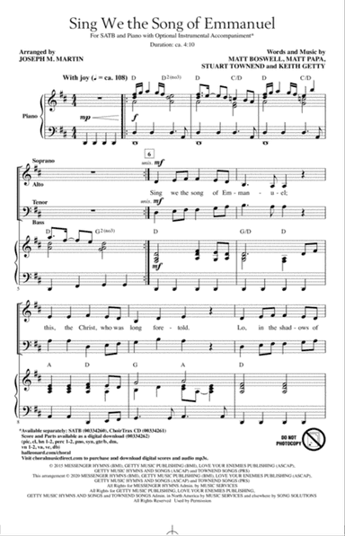 Sing We The Song Of Emmanuel (arr. Joseph M. Martin)