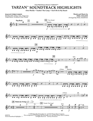 Tarzan Soundtrack Highlights (from Disney's Tarzan) (arr. Paul Murtha) - Mallet Percussion
