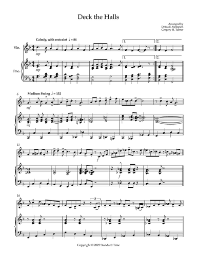 Deck the Halls for Violin Solo with Piano Accompaniment