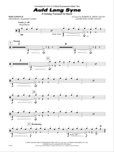 Auld Lang Syne (A Holiday Farewell for Band): 2nd Percussion