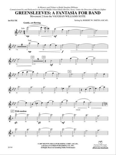 Greensleeves: A Fantasia for Band: Flute