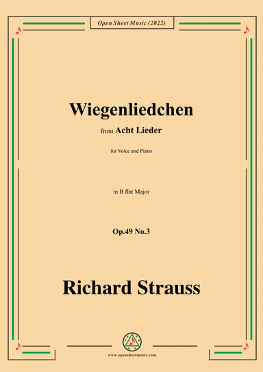 Richard Strauss-Wiegenliedchen,in B flat Major