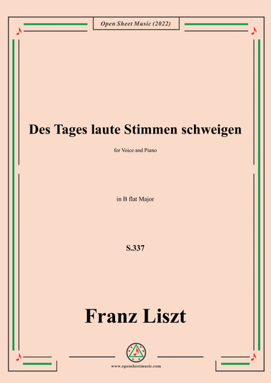 Liszt-Des Tages laute Stimmen schweigen,S.337,in B flat Major