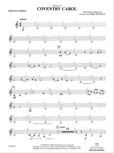 Coventry Carol: B-flat Bass Clarinet