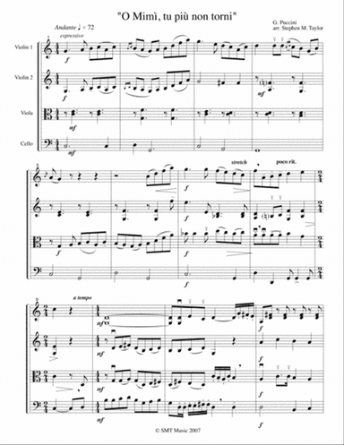 O Mimi, tu più non torni (from La Boheme)