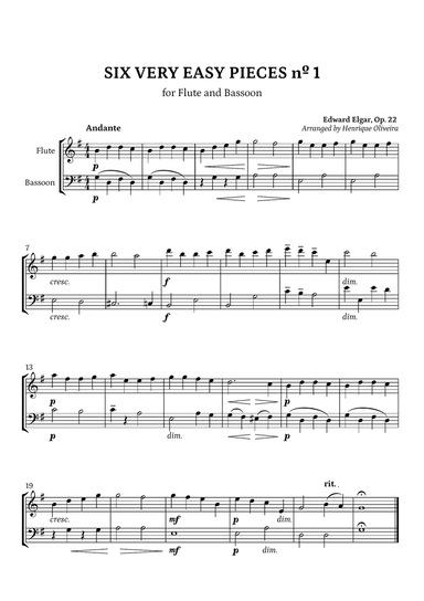 Six Very Easy Pieces nº 1 (Andante) - Flute and Bassoon