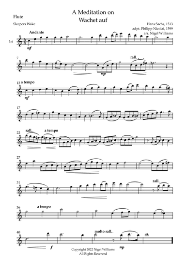 Wachet auf, for Flute Trio