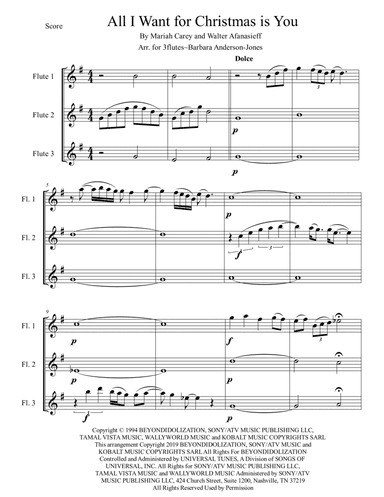 All I Want For Christmas Is You - Score Only
