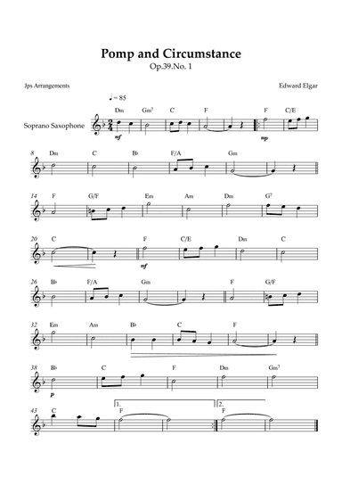 Pomp and Circumstance for Soprano sax