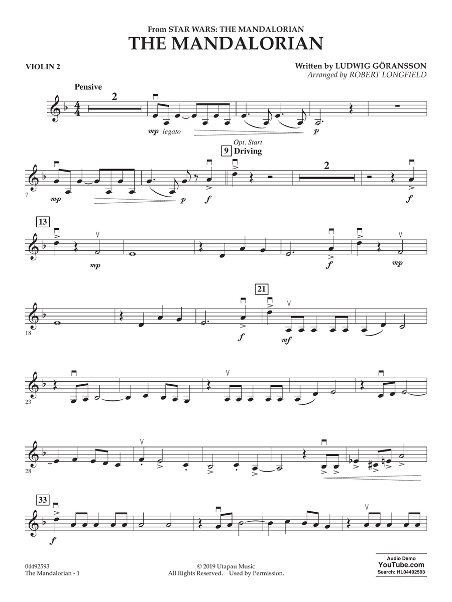 The Mandalorian (arr. Robert Longfield) - Violin 2