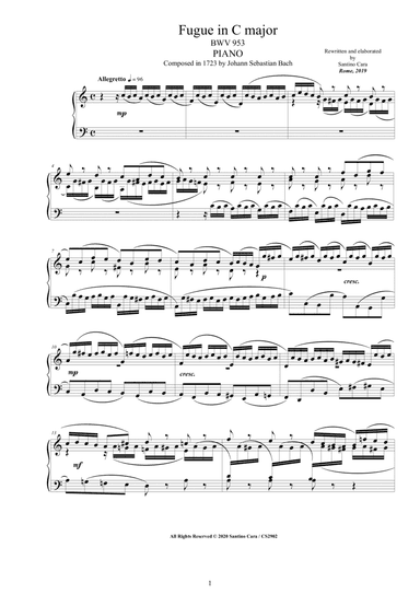 Bach - Fugue in C major BWV 953 for Piano