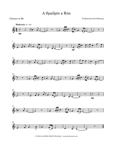A Spailpin A Run for Clarinet