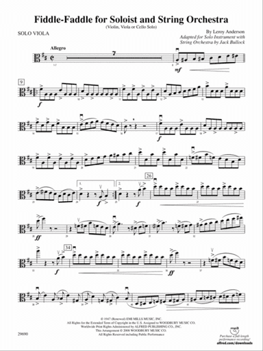 Fiddle-Faddle (for Soloist and String Orchestra): Solo Viola