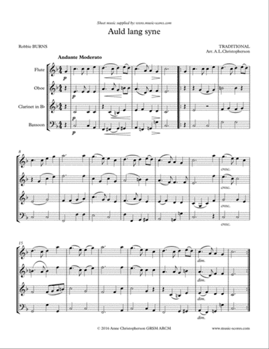 Auld Lang Syne - Wind Quartet