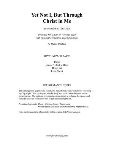 Yet Not I But Through Christ In Me