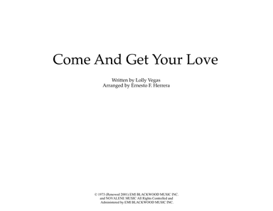 Come And Get Your Love - Score Only