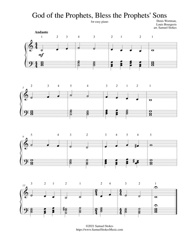 God of the Prophets, Bless the Prohpets' Sons - for easy piano