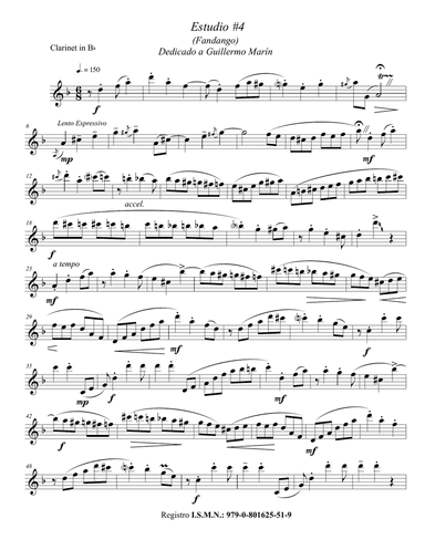 Estudio #4 (fandango) for Solo Clarinet