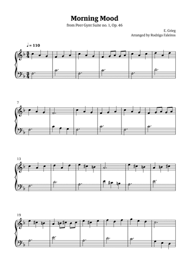 Morning Mood (easy piano - intermediate level 3)