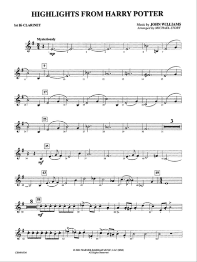 Harry Potter, Highlights from: 1st B-flat Clarinet