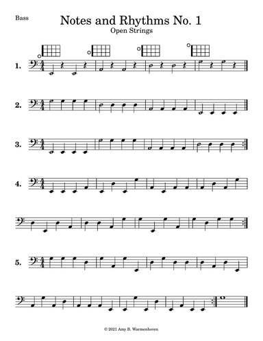 Exercise No. 1 for Bass - Open Strings