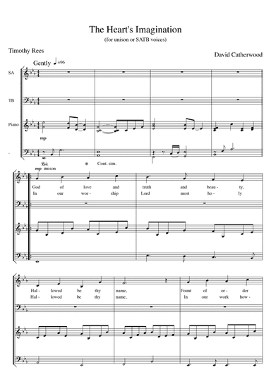 In The Heart's Imagination for unison (or 2 part) voices, accompanied