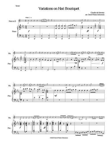 Hari bouriquet (after Claudin de Sermisy) for tenor horn (horn in E flat) and piano