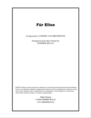Für Elise (Beethoven) - Lead sheet (key of Em)