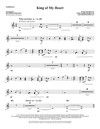 King of My Heart (arr. Heather Sorenson) - Synthesizer