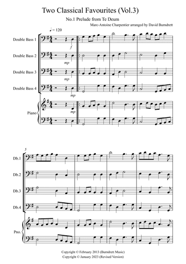 2 Classical Favourites for Double Bass Quartet (volume three)